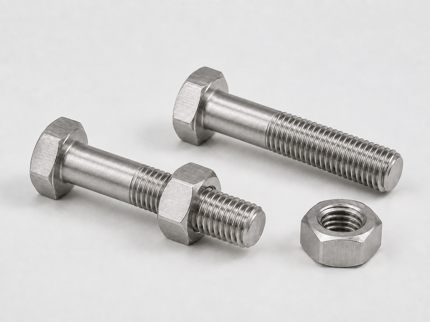 Stainless steel hex cap screw with matching hex nut